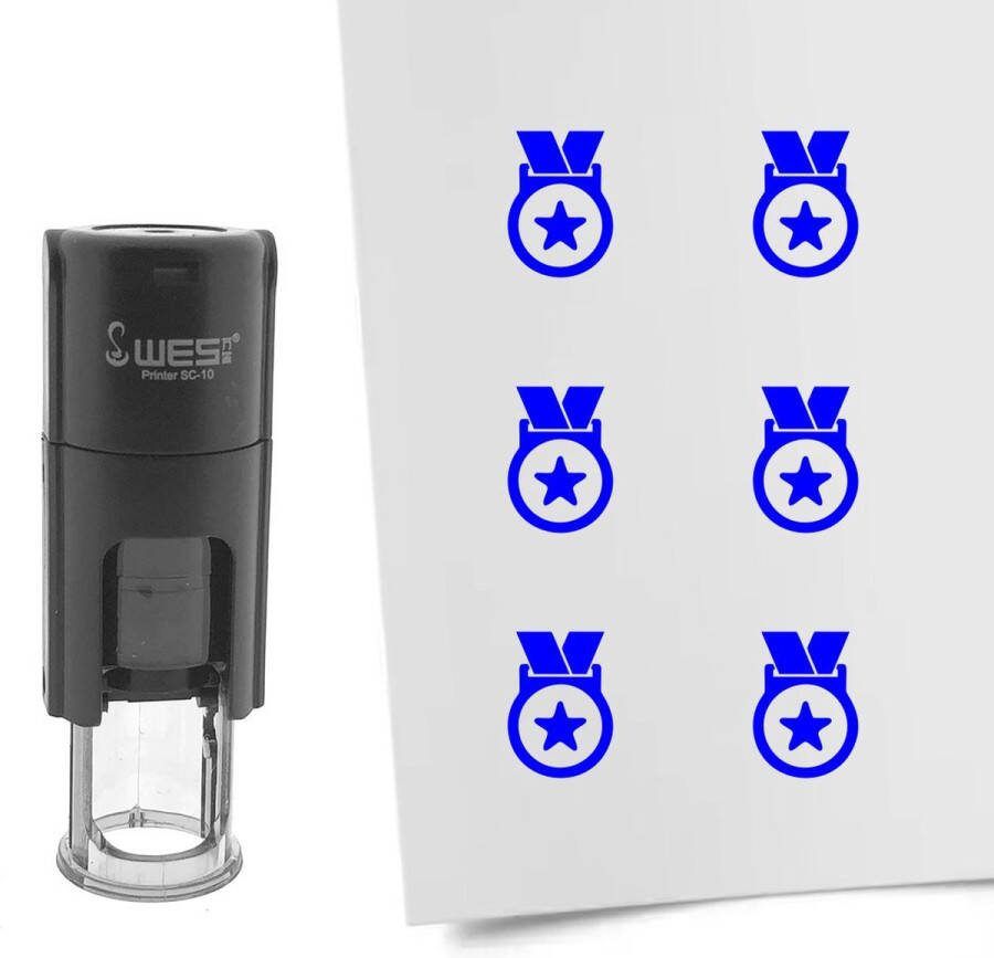CombiCraft Stempel medaille 10mm rond blauwe inkt per 1 stuk