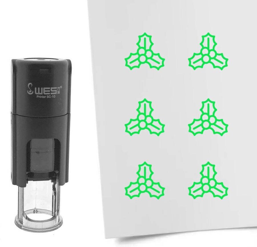 CombiCraft Stempel mistletoe 10mm rond groene inkt per 1 stuk