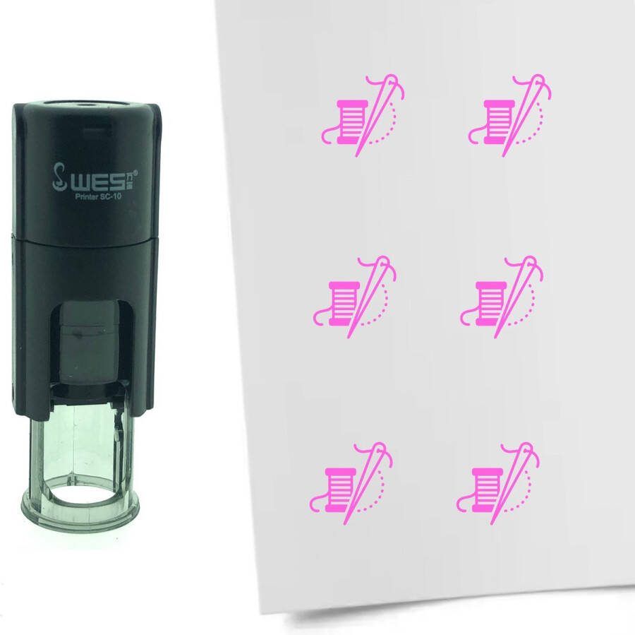 CombiCraft Stempel Naald en Draad 10mm rond Roze inkt