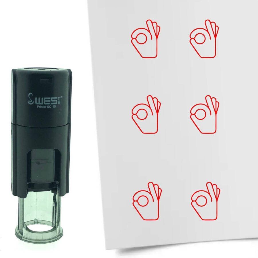 CombiCraft Stempel OK hand gebaar 10mm rond Rode inkt