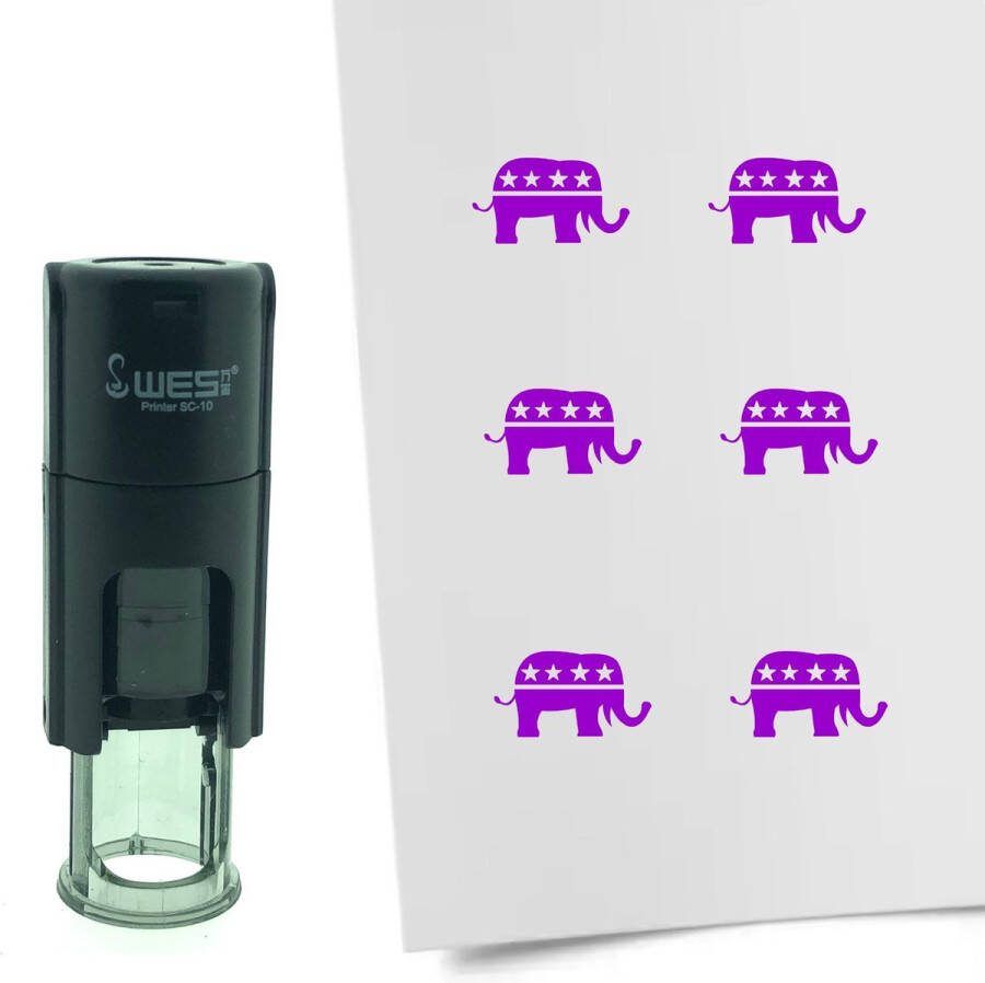 CombiCraft Stempel Olifant van de Republikeinen 10mm rond paarse inkt