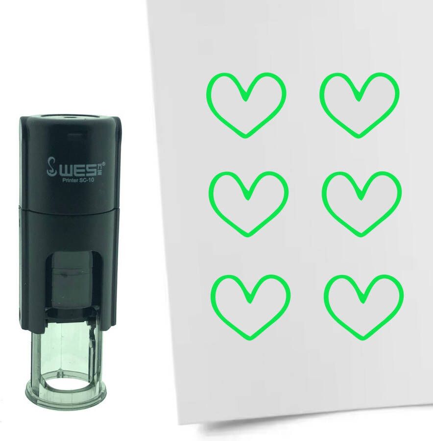 CombiCraft Stempel Open hartje 10mm rond groene inkt