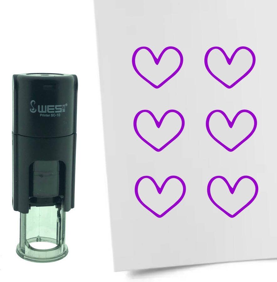 CombiCraft Stempel Open hartje 10mm rond paarse inkt