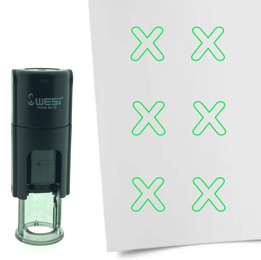 CombiCraft Stempel Open kruisje 10mm rond Groene inkt