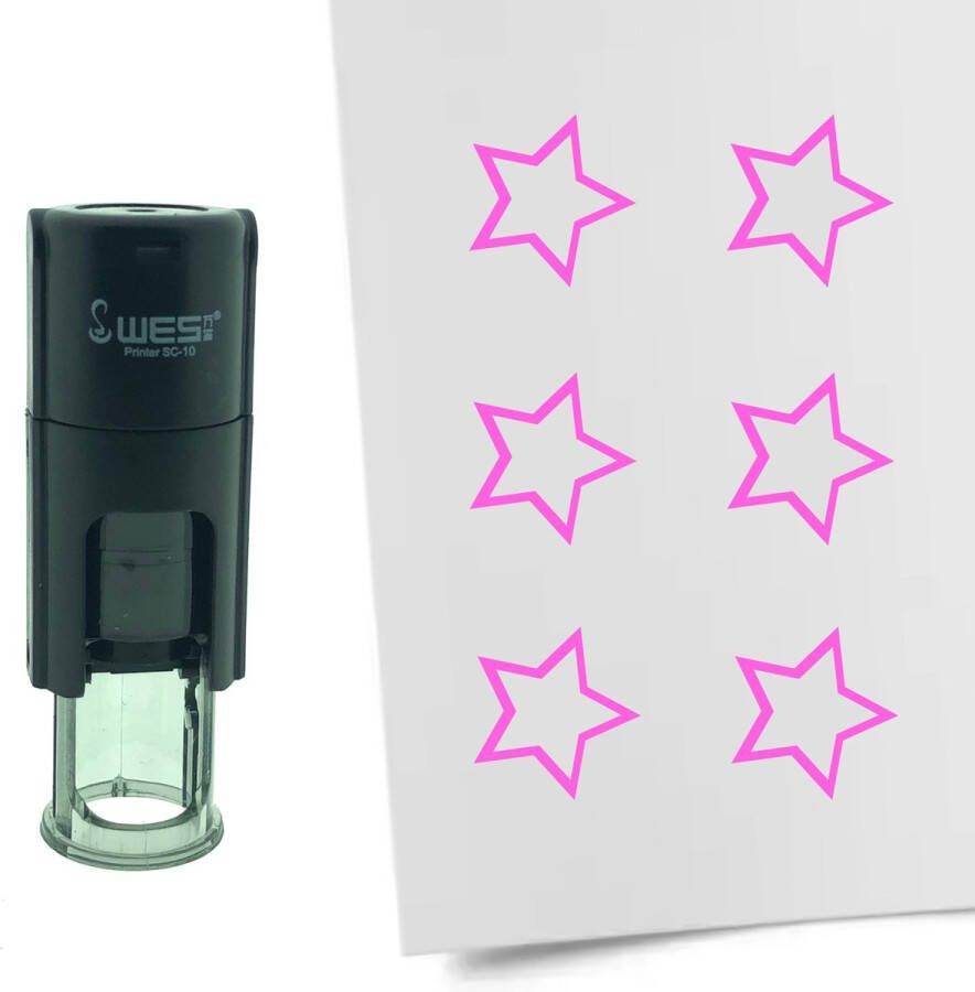 CombiCraft Stempel Open Ster 10mm rond roze inkt