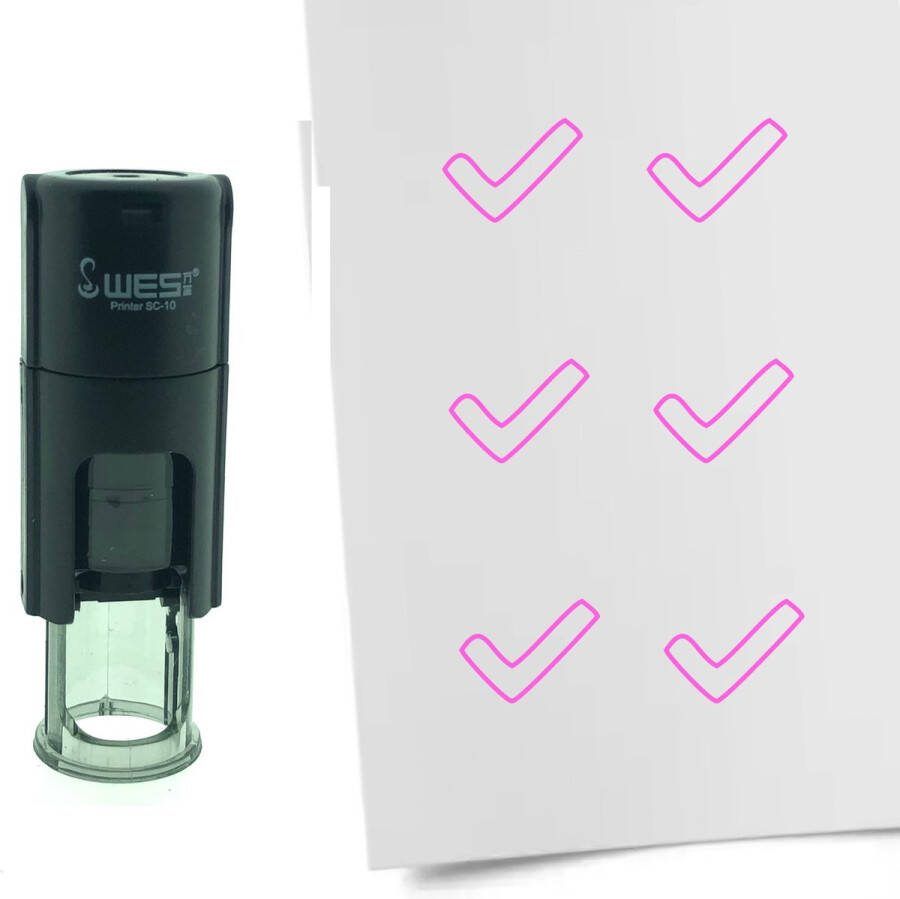 CombiCraft Stempel Open vinkje 10mm rond Roze inkt
