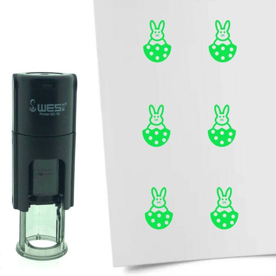 CombiCraft Stempel Paashaas in ei 10mm rond groene inkt