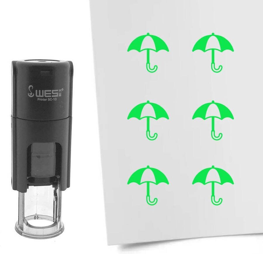 CombiCraft Stempel paraplu 10mm rond groene inkt per 1 stuk