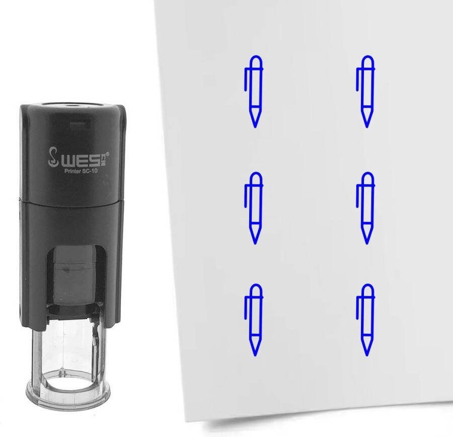 CombiCraft Stempel pen 10mm rond blauwe inkt per 1 stuk