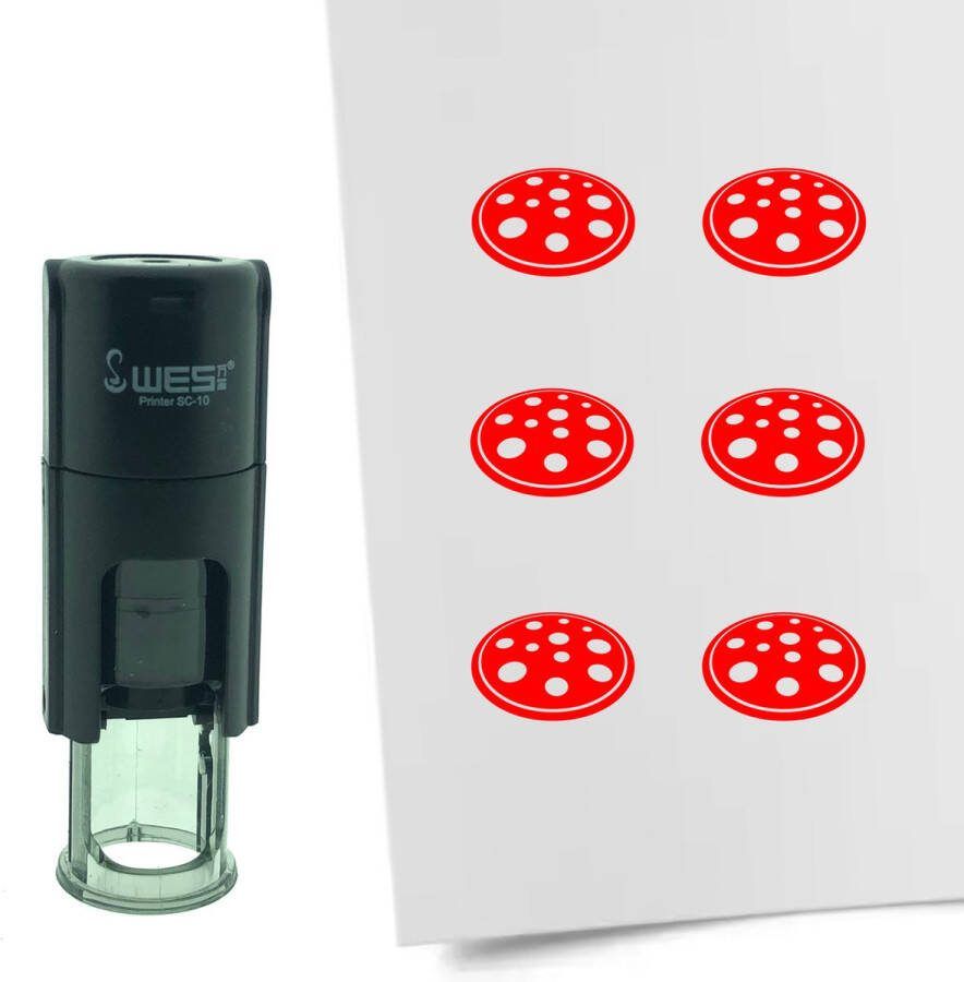 CombiCraft Stempel Pizza 10mm rond rode inkt