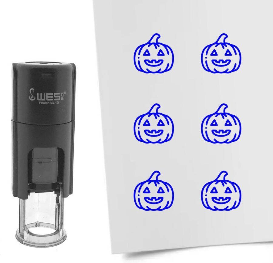 CombiCraft Stempel pompoen 10mm rond blauwe inkt per 1 stuk