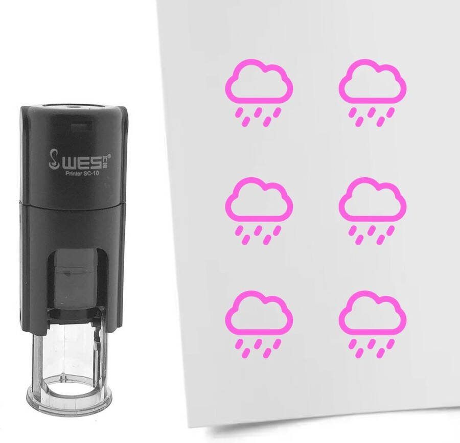 CombiCraft Stempel regen 10mm rond roze inkt per 1 stuk