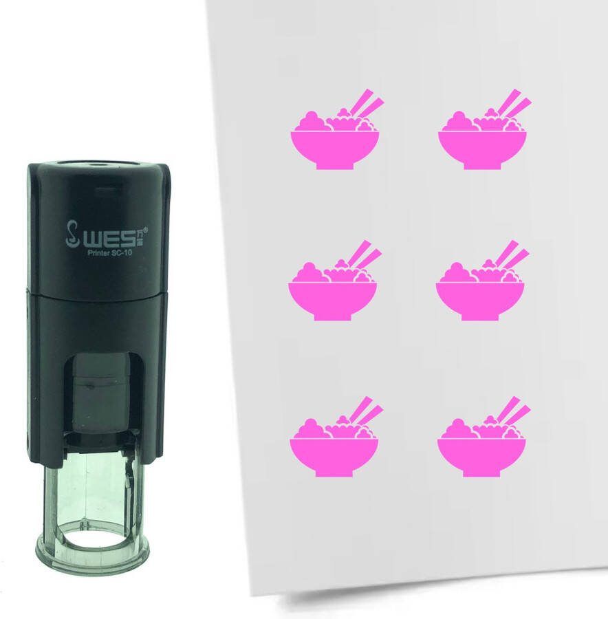 CombiCraft Stempel Rijstbol 10mm rond roze inkt