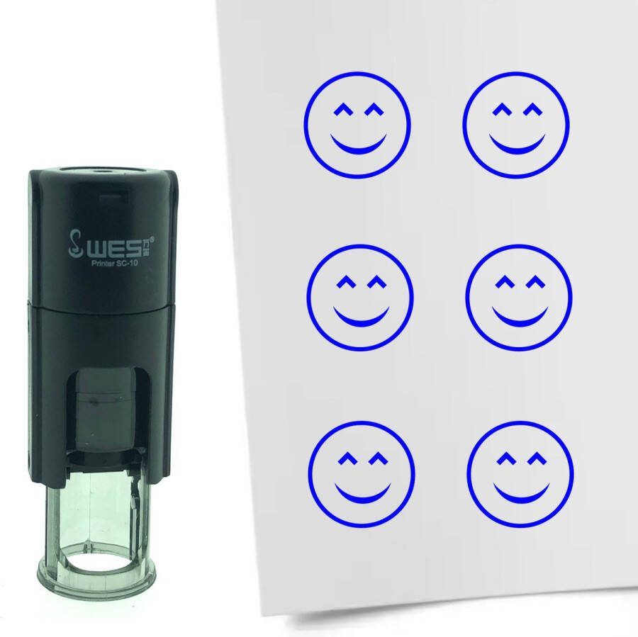 CombiCraft Stempel Smiley Content 10mm rond Blauwe inkt