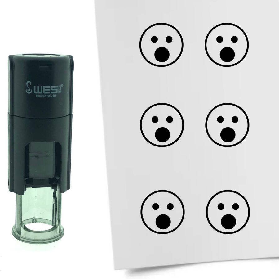 CombiCraft Stempel Smiley Geschrokken 10mm rond Zwarte inkt