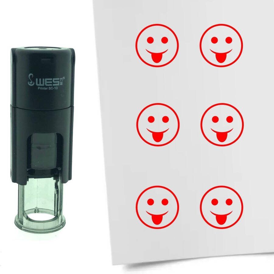 CombiCraft Stempel Smiley Grappig 10mm rond Rode inkt