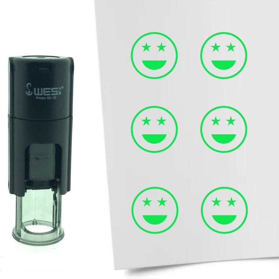 CombiCraft Stempel Smiley Trots 10mm rond Groene inkt