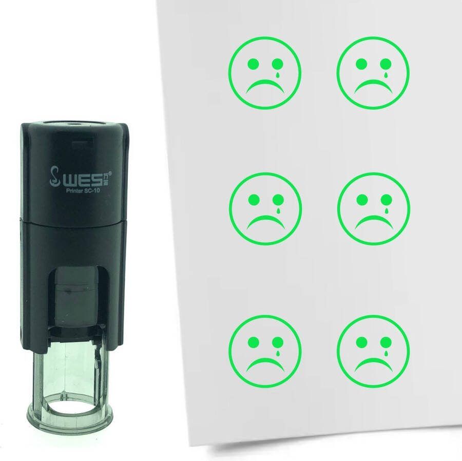 CombiCraft Stempel Smiley Verdrietig 10mm rond Groene inkt