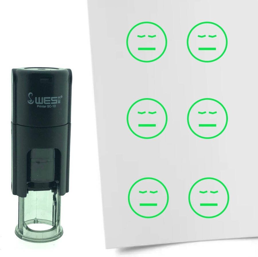 CombiCraft Stempel Smiley Vermoeid 10mm rond Groene inkt