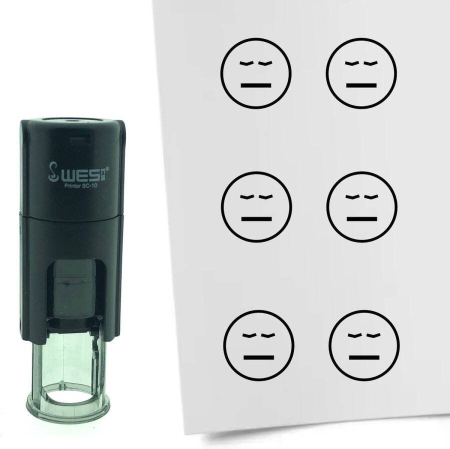 CombiCraft Stempel Smiley Vermoeid 10mm rond zwarte inkt