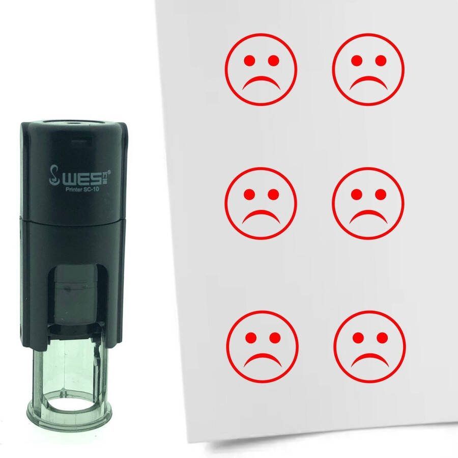 CombiCraft Stempel Smiley Wanhopig 10mm rond Rode inkt