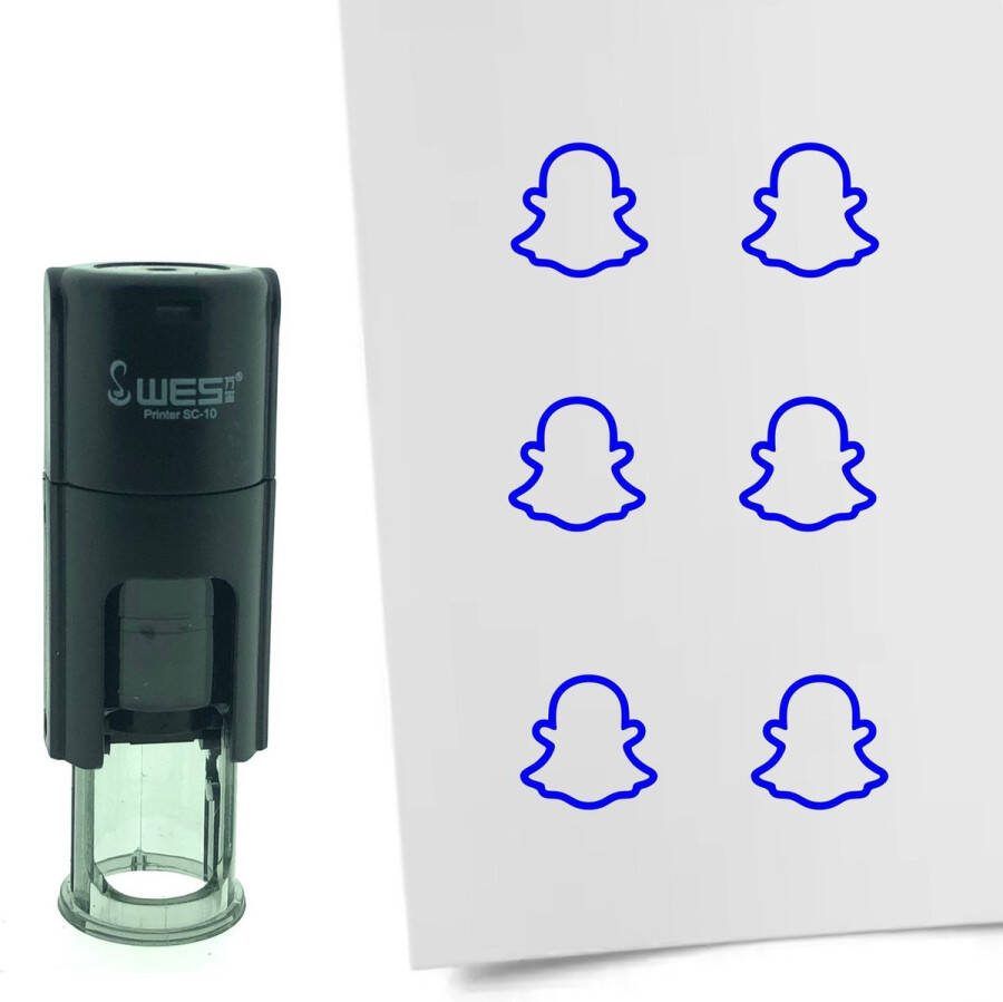 CombiCraft Stempel Snapchat logo 10mm rond Blauwe inkt