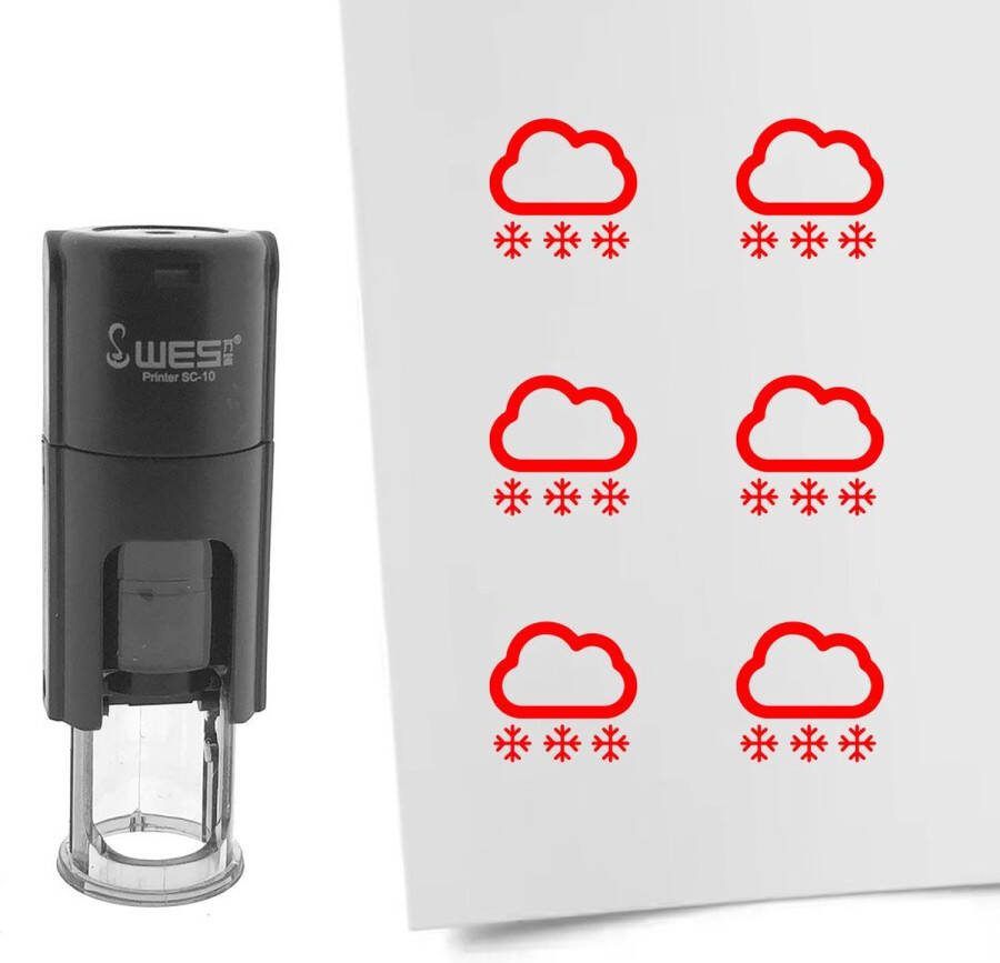 CombiCraft Stempel sneeuw 10mm rond rode inkt per 1 stuk