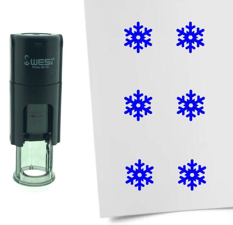 CombiCraft Stempel Sneeuwvlok 10mm rond blauwe inkt