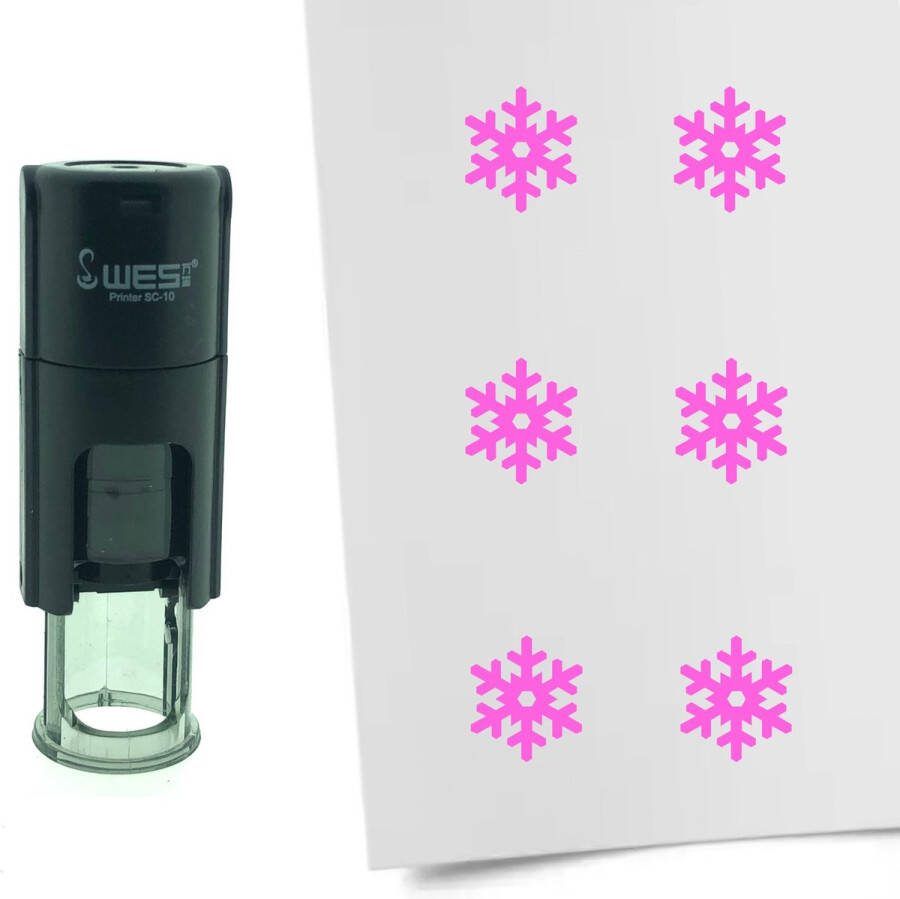 CombiCraft Stempel Sneeuwvlok 10mm rond roze inkt