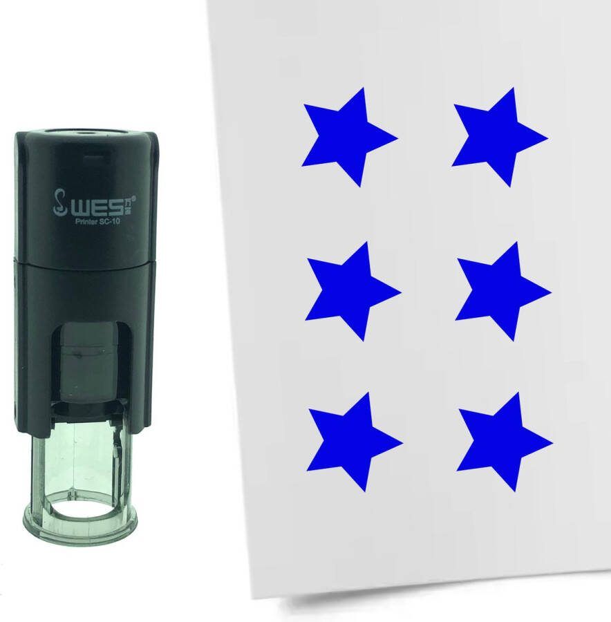 CombiCraft Stempel Ster of Sterretje 10mm rond blauwe inkt