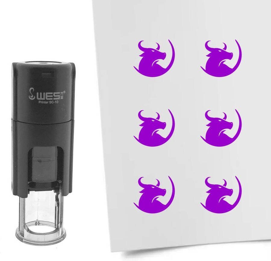 CombiCraft Stempel stier 10mm rond paarse inkt per 1 stuk