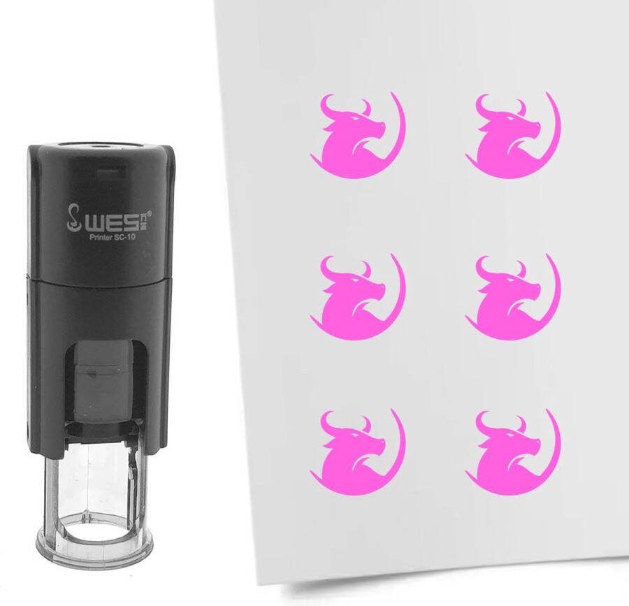 CombiCraft Stempel stier 10mm rond roze inkt per 1 stuk