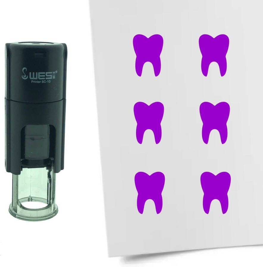 CombiCraft Stempel Tand of Kies 10mm rond paarse inkt