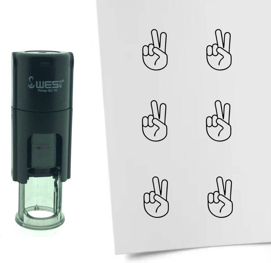 CombiCraft Stempel Victory hand Peace 10mm rond zwarte inkt