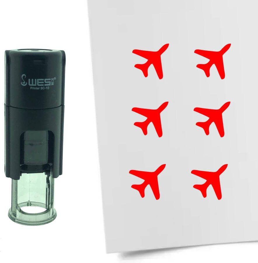 CombiCraft Stempel Vliegtuig 10mm rond rode inkt