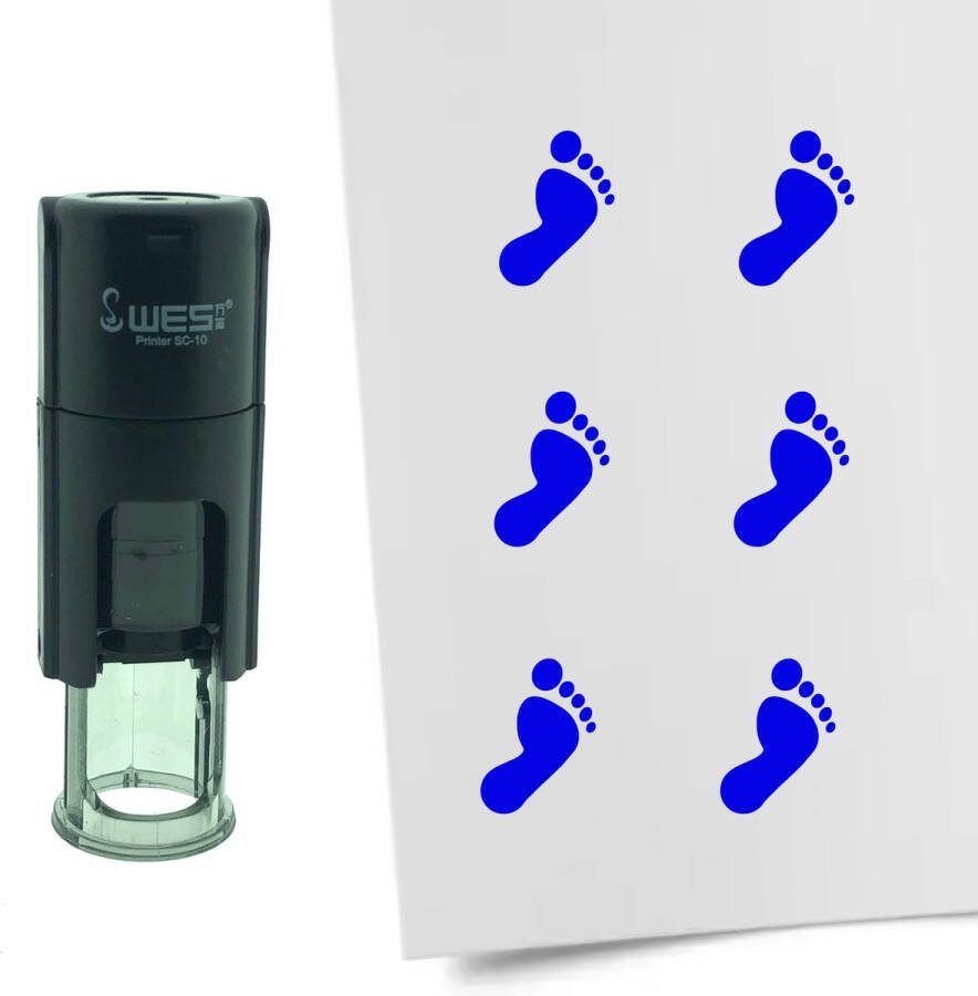 CombiCraft Stempel Voet 10mm rond blauwe inkt