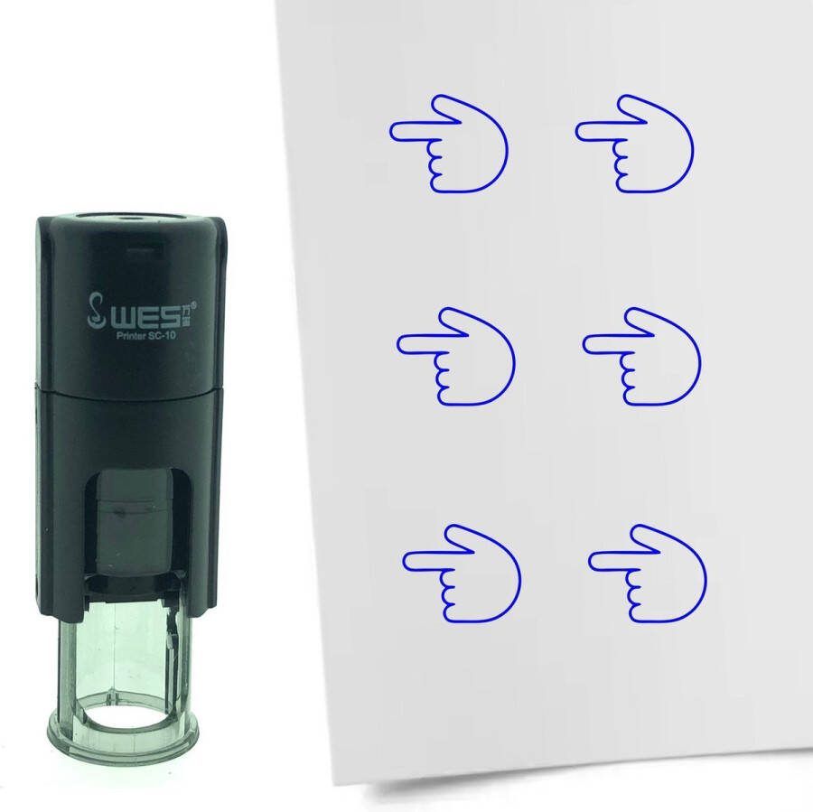 CombiCraft Stempel wijzen naar links 10mm rond Blauwe inkt