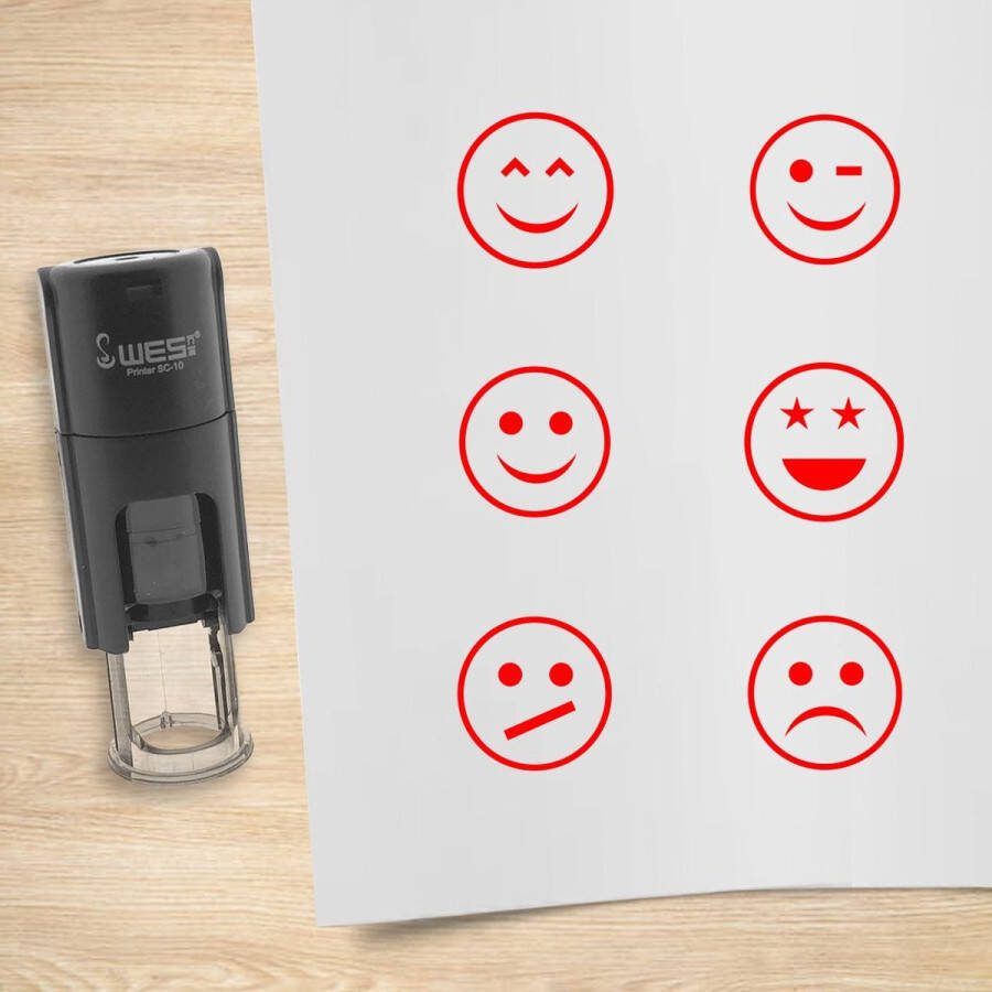 CombiCraft stempelset Smiley rood met 6 stempels
