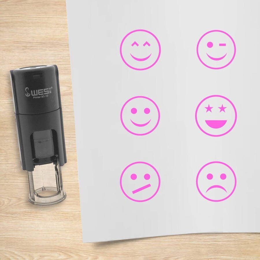 CombiCraft stempelset Smiley roze met 6 stempels