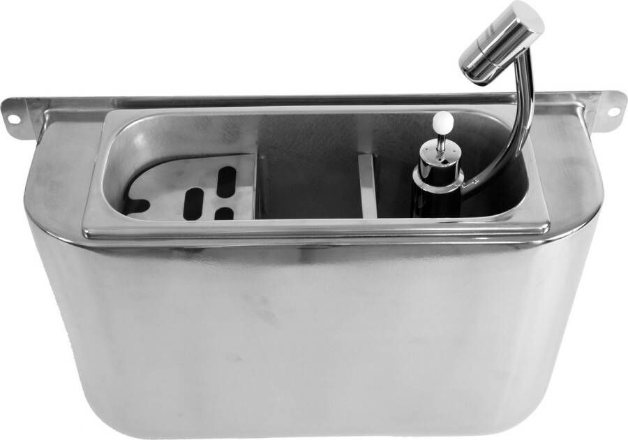 Combisteel IJSLEPEL SPOELBAK met IJSLEPELDOUCHE 410X120X270MET WATERAFVOERGAT WATERAANSLUITING en STANDPIJP 7108.0030 Horeca & Professioneel