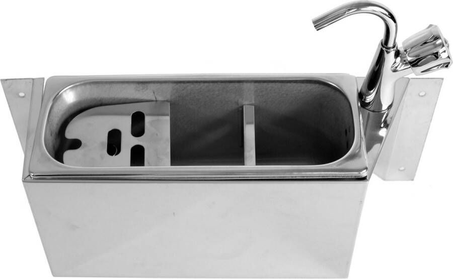 Combisteel IJSLEPEL SPOELBAK met KRAAN 380X120X150 met WATERAFVOERGAT WATERAANSLUITING en STANDPIJP 7108.0020 Horeca & Professioneel