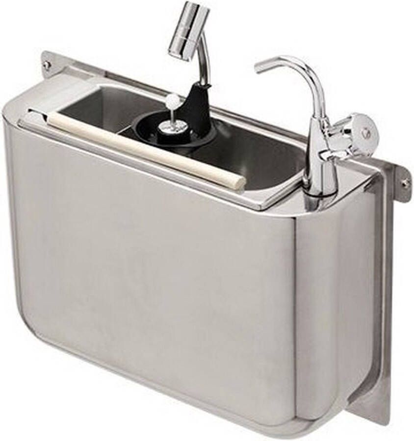 Combisteel IJSLEPEL SPOELBAK met KRAAN en IJSLEPELDOUCHE 410X120X270MET WATERAFVOERGAT WATERAANSLUITING en STANDPIJP 7108.0040 Horeca & Professioneel