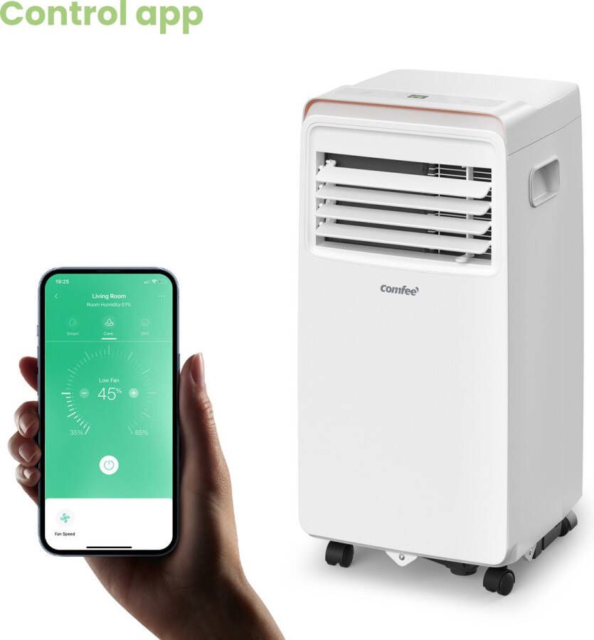 Comfee Mobiele Airconditioner met APP 7000 BTU 68 m³ Gratis Raamafdichtingskit Krachtige Airco Ventilator en Ontvochtiger in één Geen Verwarmfunctie