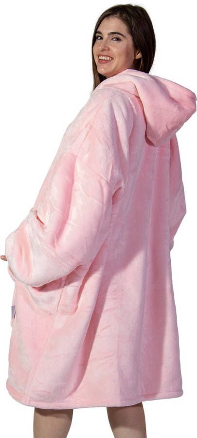 Comfies Draagbare Deken Hoodie Blanket huggle Oversized Oodie Fleece Sherpa Hoge kwaliteit- Plaid cozy snuggie Licht Roze