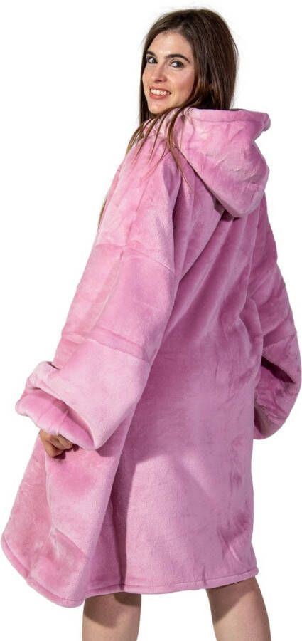 Comfies Draagbare Deken Hoodie Blanket huggle Oversized Oodie Fleece Sherpa Hoge kwaliteit- Plaid cozy snuggie Roze