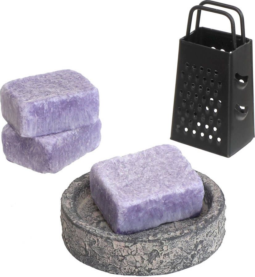 Comforder 3 Amberblokjes Lavendel Geurblokjes Set met Schaaltje Rasp en Geurzakje Giftset Moederdag Cadeautje