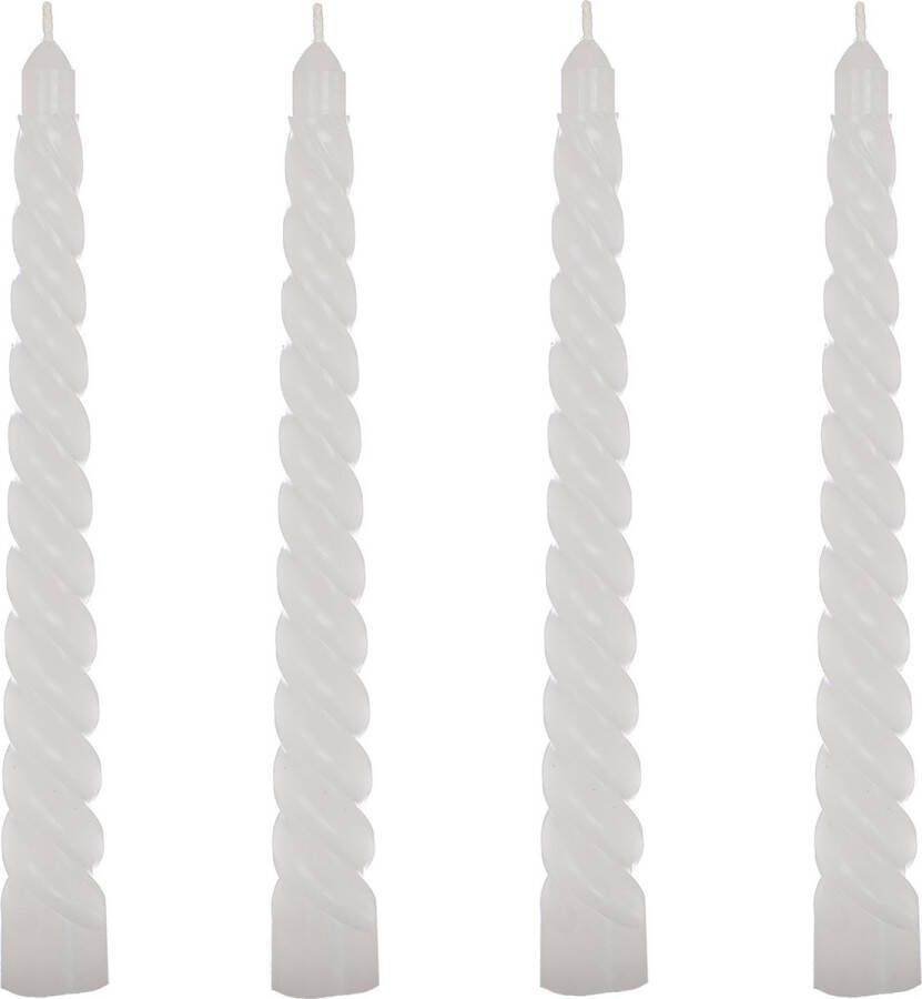 Comforder Set van 4 Gedraaide Kaarsen 19cm Wit Lange Draai Dinerkaarsen Swirl Twist Candles