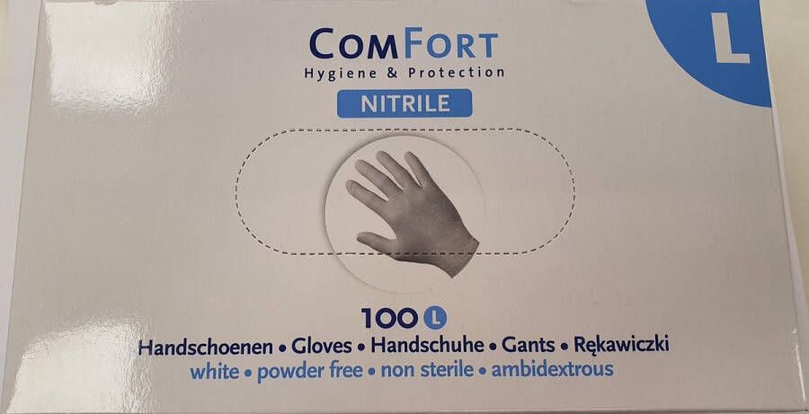 Comfort Hygiene en Protection Latex Handschoenen Wit Ongepoederd Medium 100 Stuks Maat L