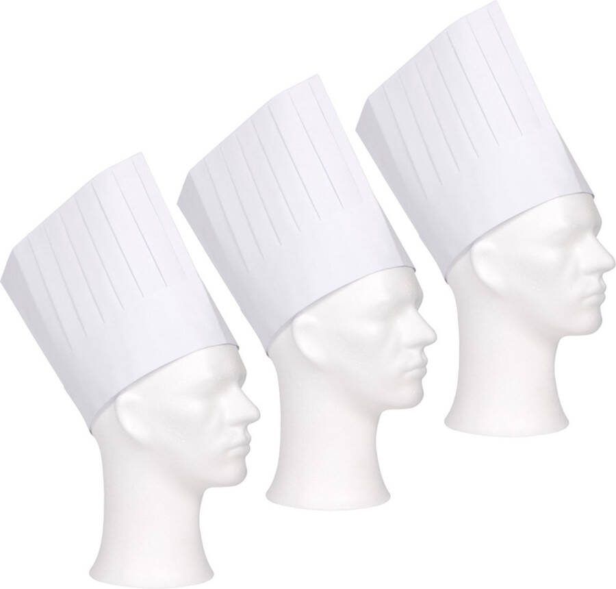 Comfort koksmuts 5x wit papier 19 cm volwassenen chef mutsen