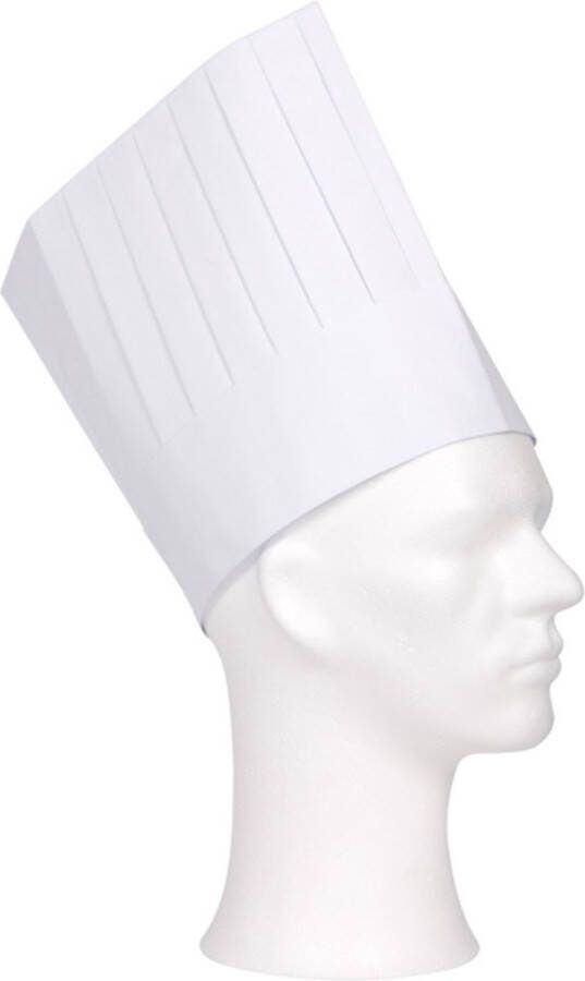 Comfort koksmuts wit papier 19 cm volwassenen chef mutsen